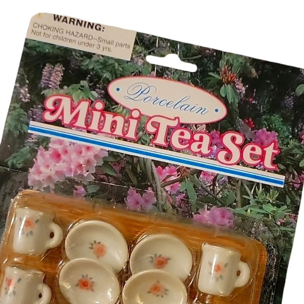 NEW in pkg Vintage Miniature 15-piece Porcelain Tea & Tureen Set